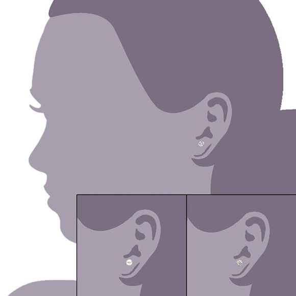 White Diamond Cubic Zirconia and Pearl 316L Post Back Stud 3 Pair Earrings Set - Picture 5 of 5